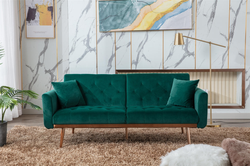 Modern Loveseat Convertible Futon Sofa Couch - Green
