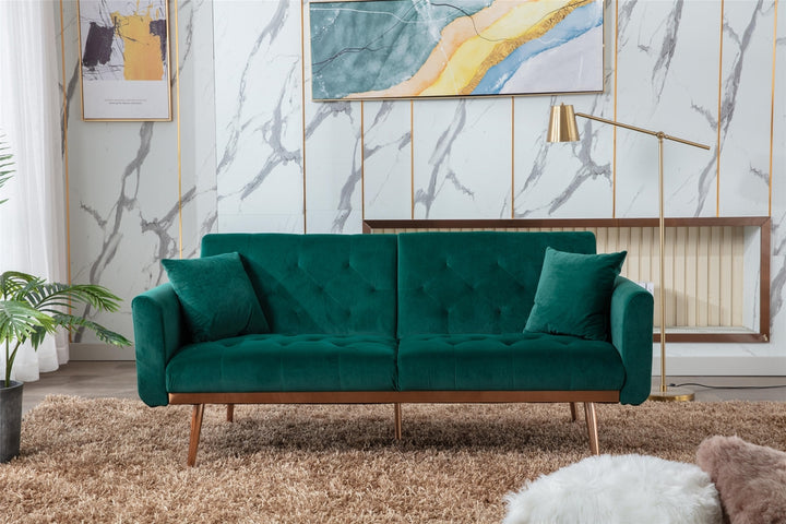 Modern Loveseat Convertible Futon Sofa Couch - Green