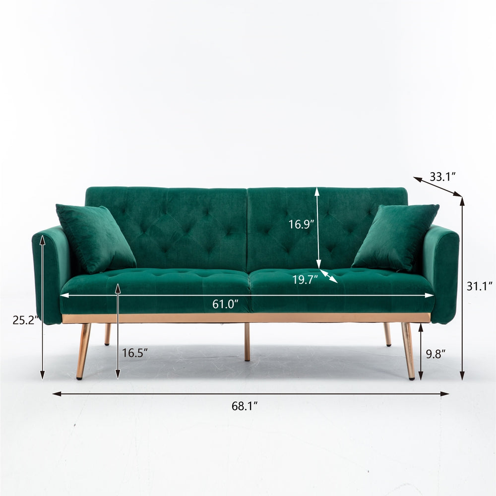 Modern Loveseat Convertible Futon Sofa Couch - Green
