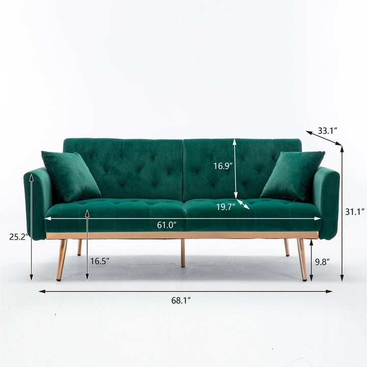 Modern Loveseat Convertible Futon Sofa Couch - Green