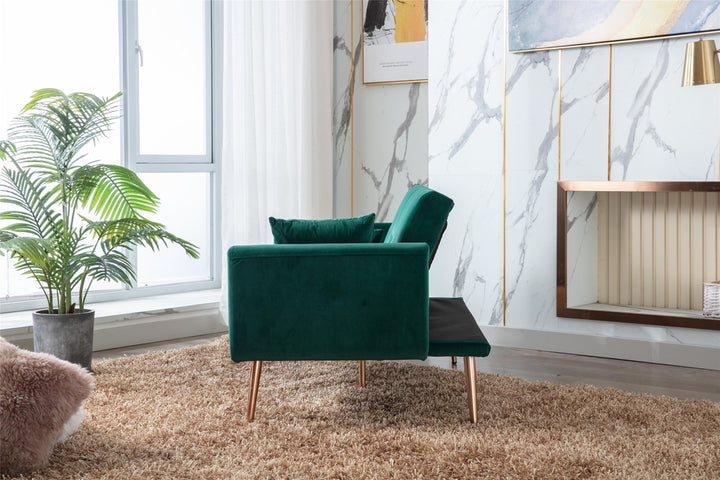 Modern Loveseat Convertible Futon Sofa Couch - Green