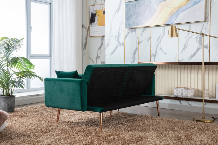 Modern Loveseat Convertible Futon Sofa Couch - Green