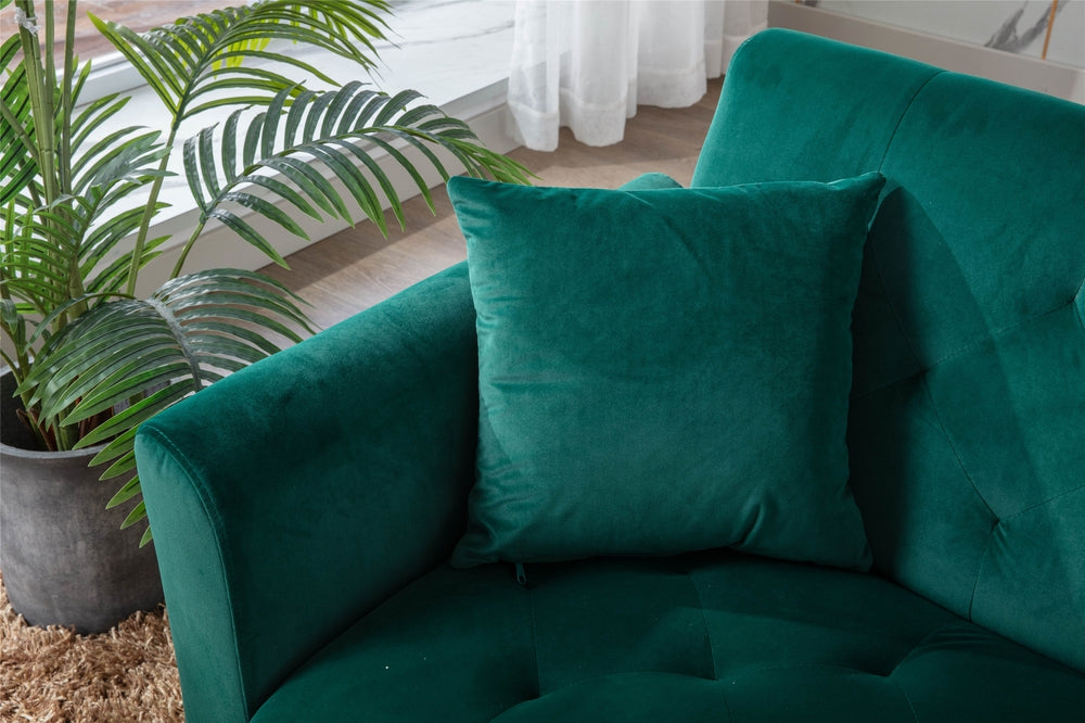 Modern Loveseat Convertible Futon Sofa Couch - Green
