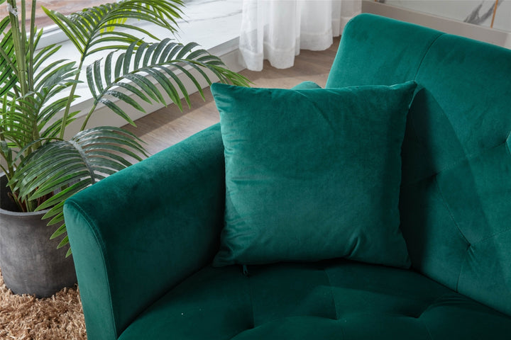 Modern Loveseat Convertible Futon Sofa Couch - Green