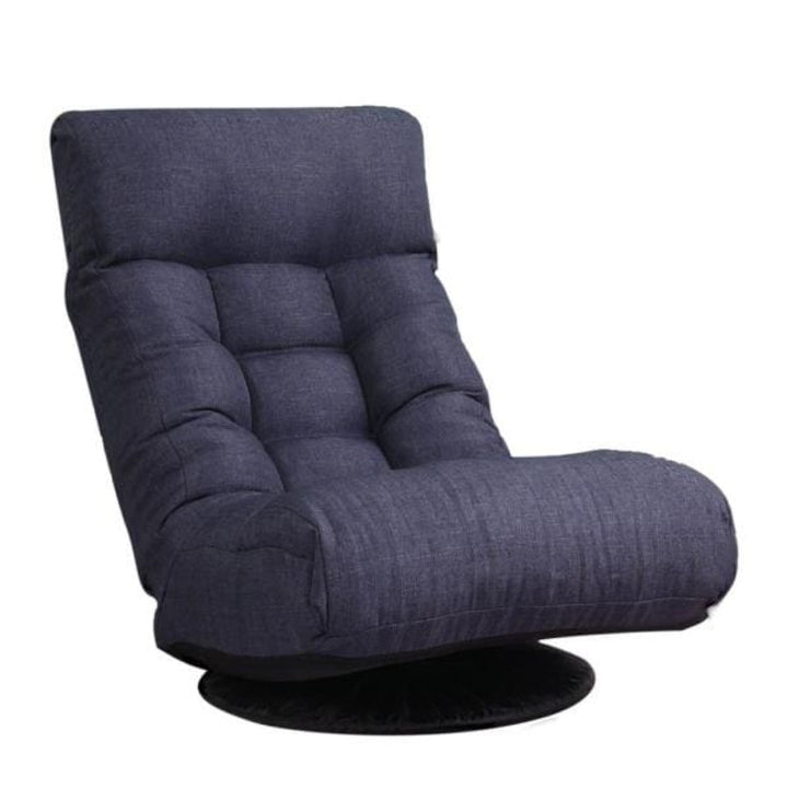 Adjustable Floor Lounger Chair and Ottoman Set - Dark Blue