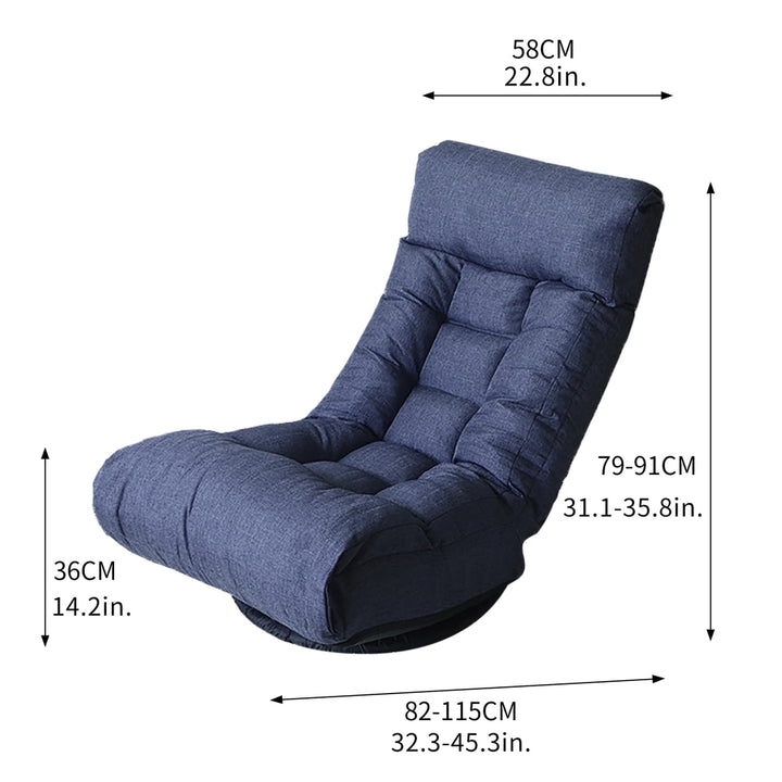 Adjustable Floor Lounger Chair and Ottoman Set - Dark Blue