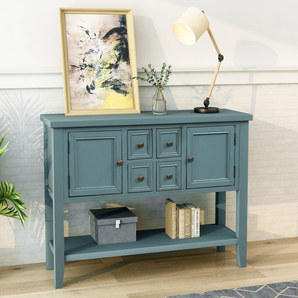 Buffet Sideboard Living Room Console Table - Steel Blue