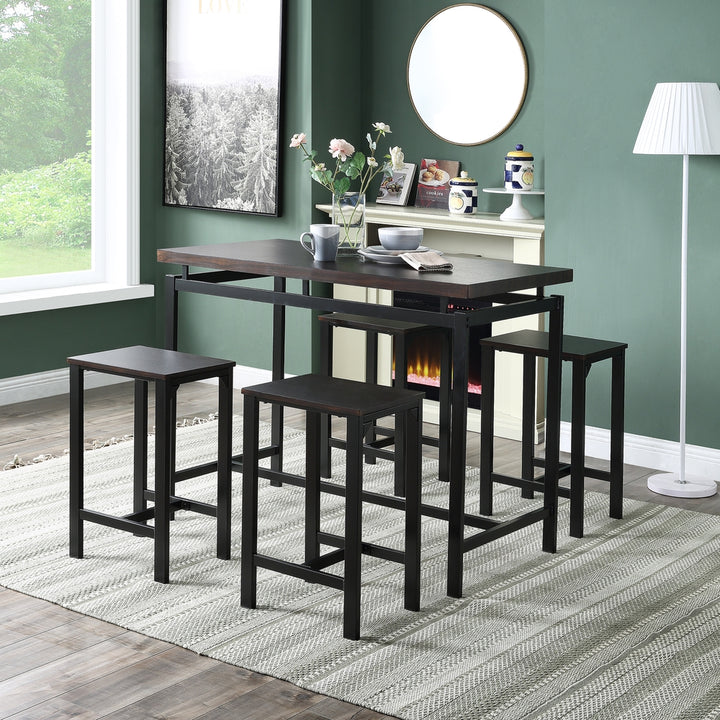5 Piece Counter Height Dining Set - Dark Brown