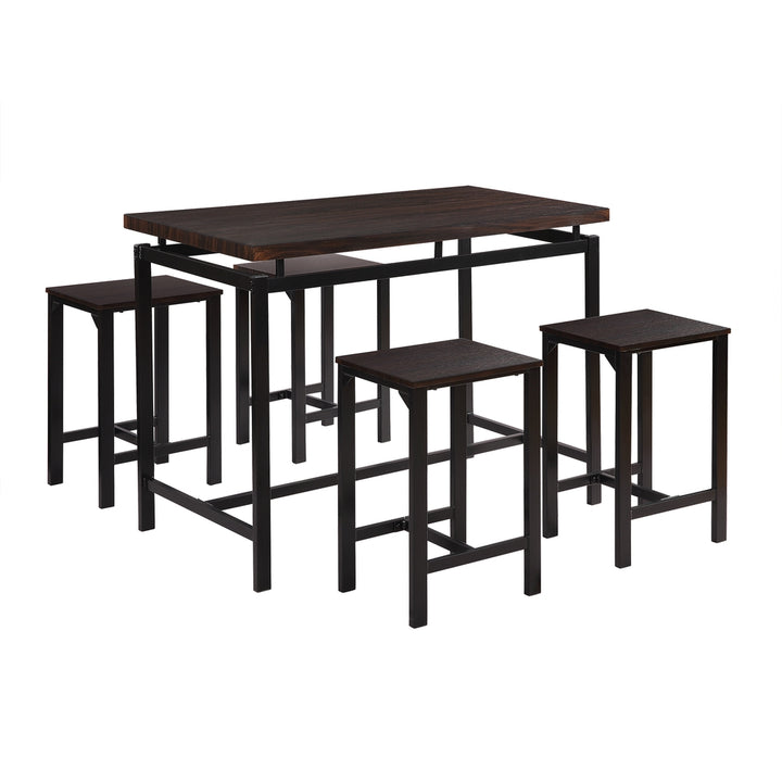 5 Piece Counter Height Dining Set - Dark Brown