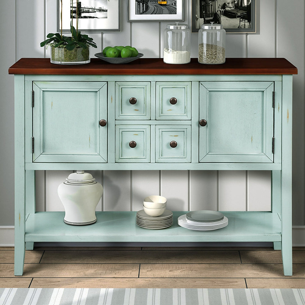 Buffet Sideboard Living Room Console Table - Antique Blue