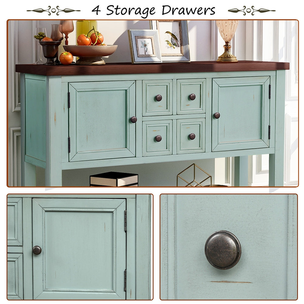 Buffet Sideboard Living Room Console Table - Antique Blue