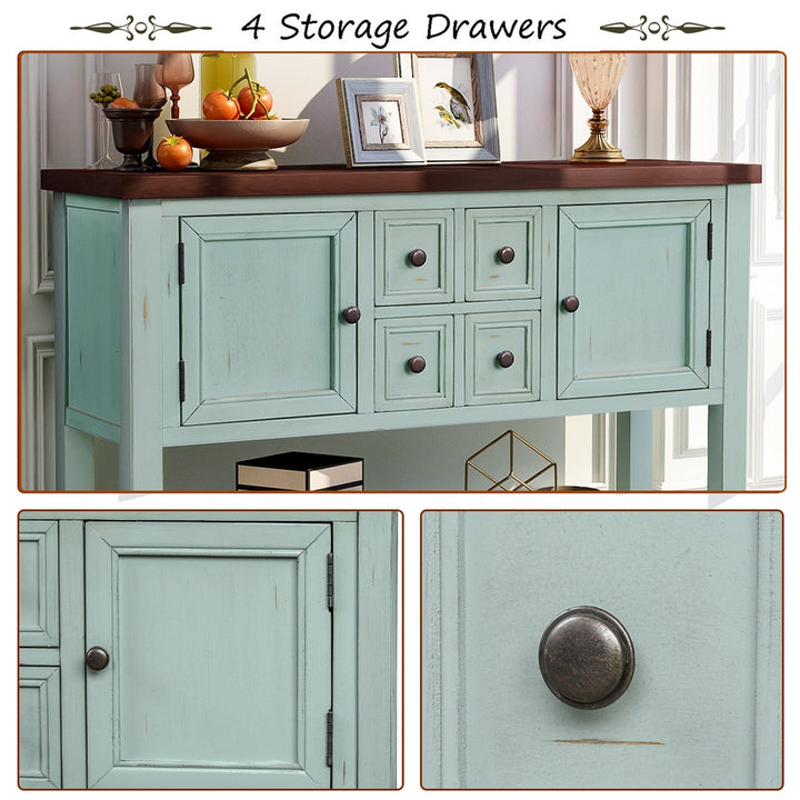 Buffet Sideboard Living Room Console Table - Antique Blue