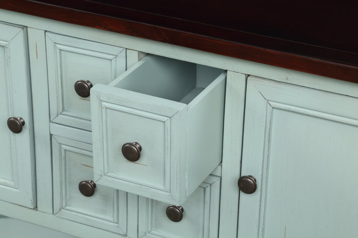 Buffet Sideboard Living Room Console Table - Antique Blue