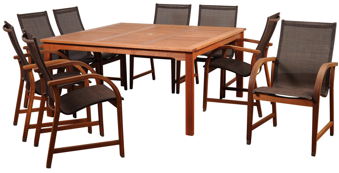 Bahamas 9 Piece Eucalyptus Square Dining Set