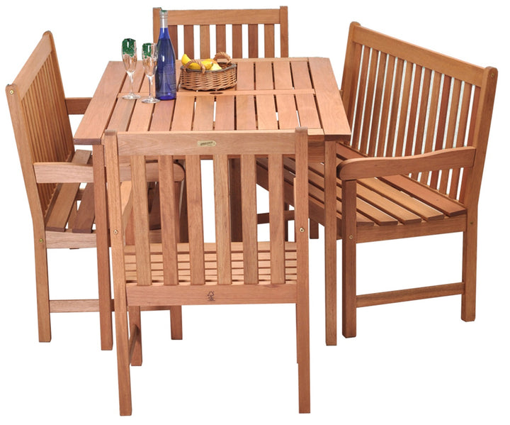 Milano Eucalyptus Bench 5 Piece Patio Dining Set