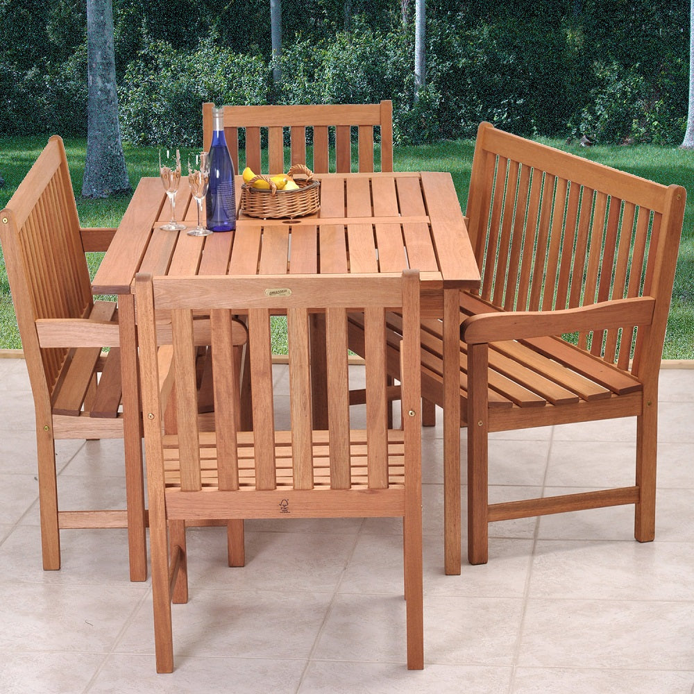 Milano Eucalyptus Bench 5 Piece Patio Dining Set
