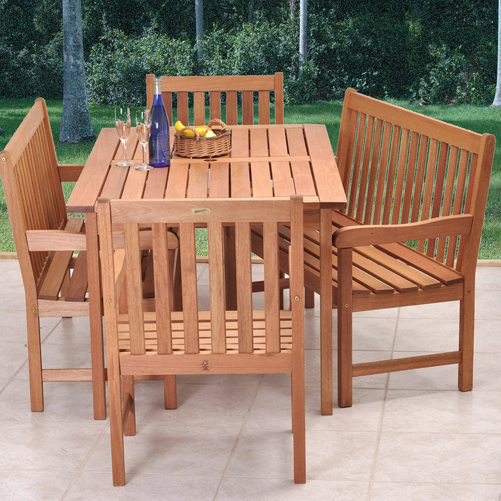 Milano Eucalyptus Bench 5 Piece Patio Dining Set