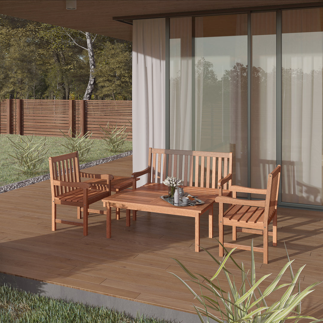 Milano 5 Piece Eucalyptus Patio Conversation Set