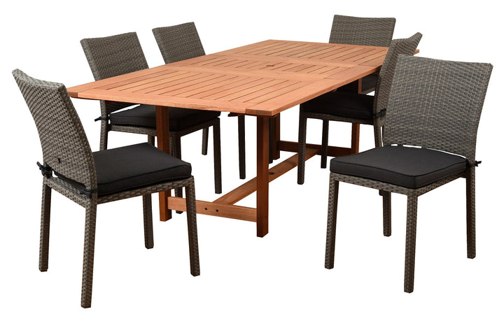 Damian 7 Piece Extendable Eucalyptus Patio Dining Set