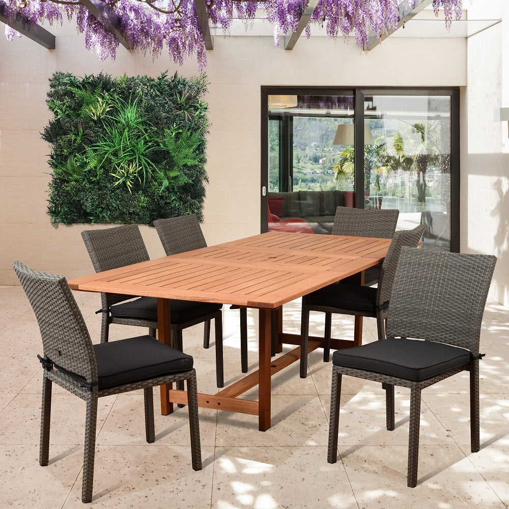 Damian 7 Piece Extendable Eucalyptus Patio Dining Set