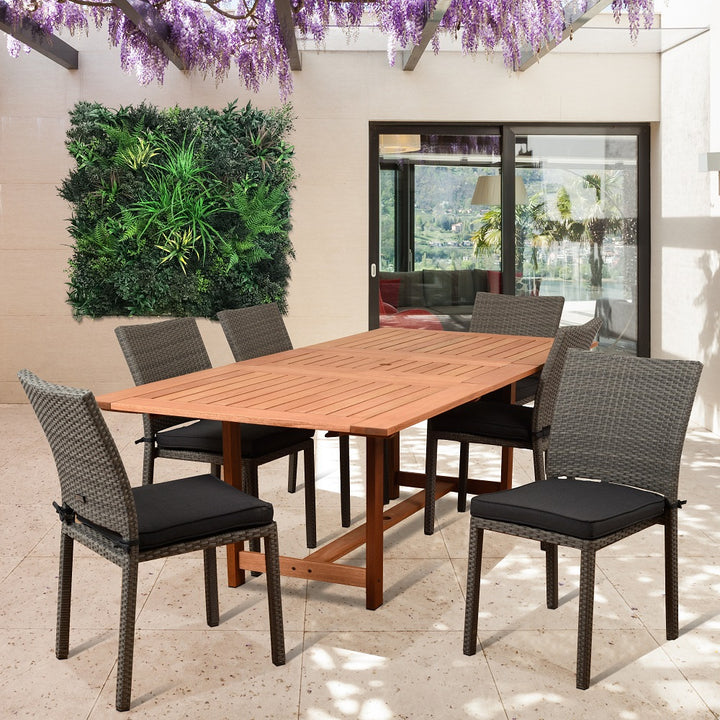 Damian 7 Piece Extendable Eucalyptus Patio Dining Set