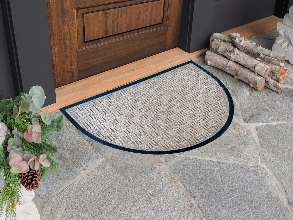 Checker Half Round Indoor Outdoor Door Mat - 24" x 36" - view 2