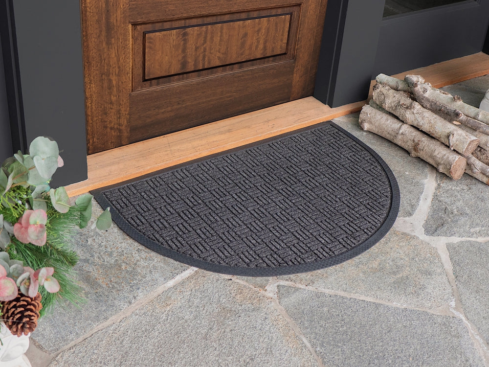 Checker Half Round Indoor Outdoor Door Mat - 24" x 36" - view 7