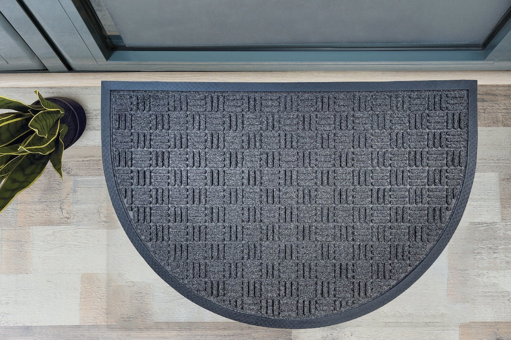Checker Half Round Indoor Outdoor Door Mat - 24" x 36" - view 8