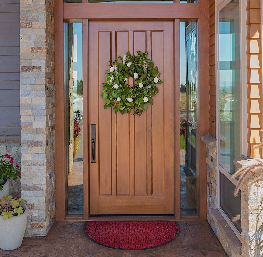 Checker Half Round Indoor Outdoor Door Mat - 24" x 36"