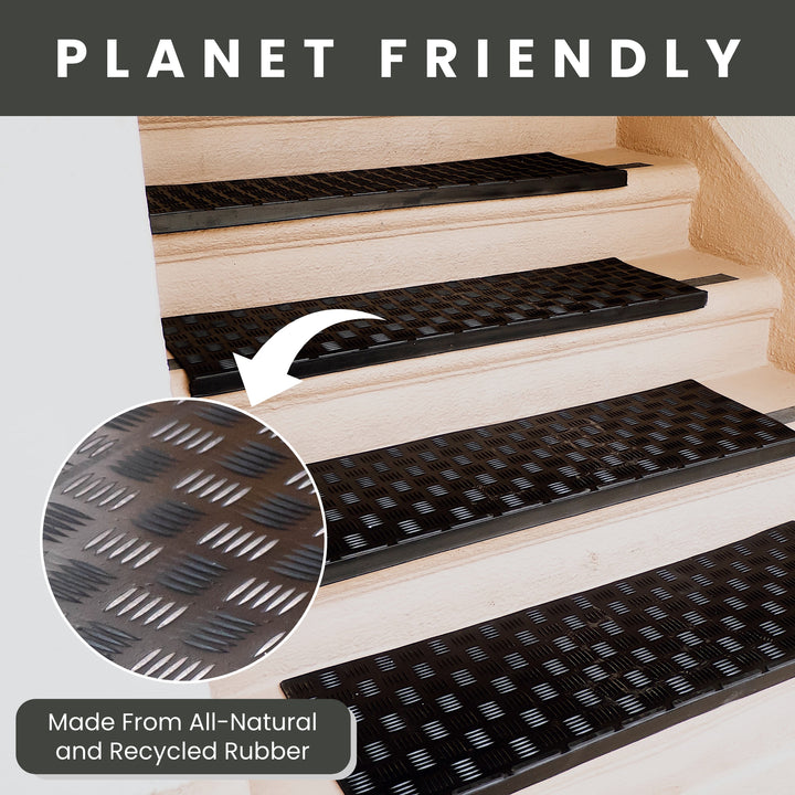 Checker Rubber Stair Tread Mats (6 Piece Set)