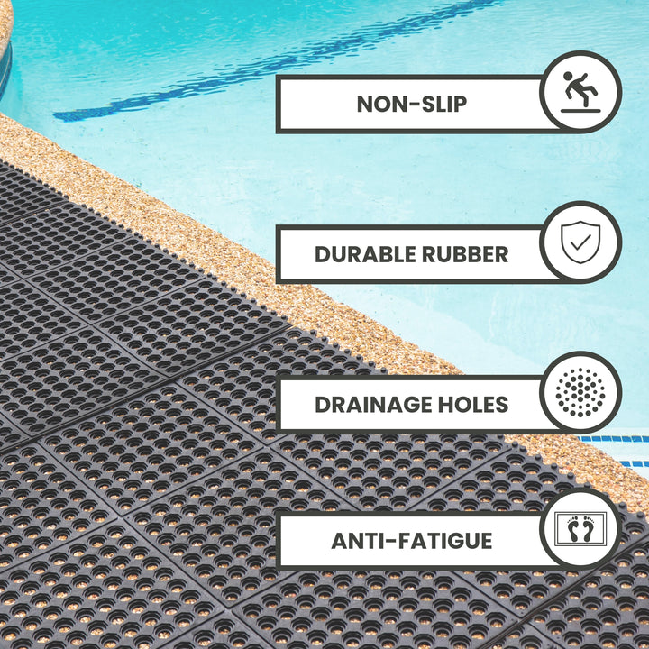 Interlocking Link Rubber Floor Mat - Select Size: 1 Pack, 4 Pack