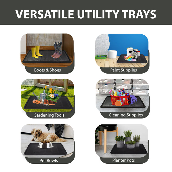 Chevron Rubber Boot Tray All Purpose Floor Tray (2 Pack)