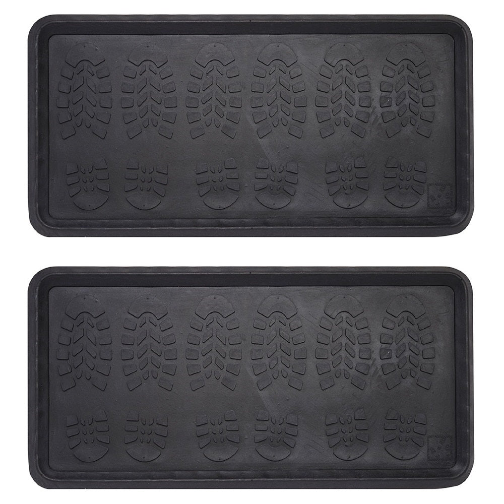 Envelor Home and Garden Rubber Snow Boot Tray All Weather Shoe Tray 16 x 30 Inches - 2 Pack, Size: 16 x 30 Inches, Black