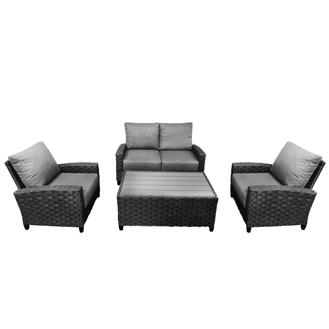 Belize 4-Piece Patio Furniture Conversation Love Seat Set