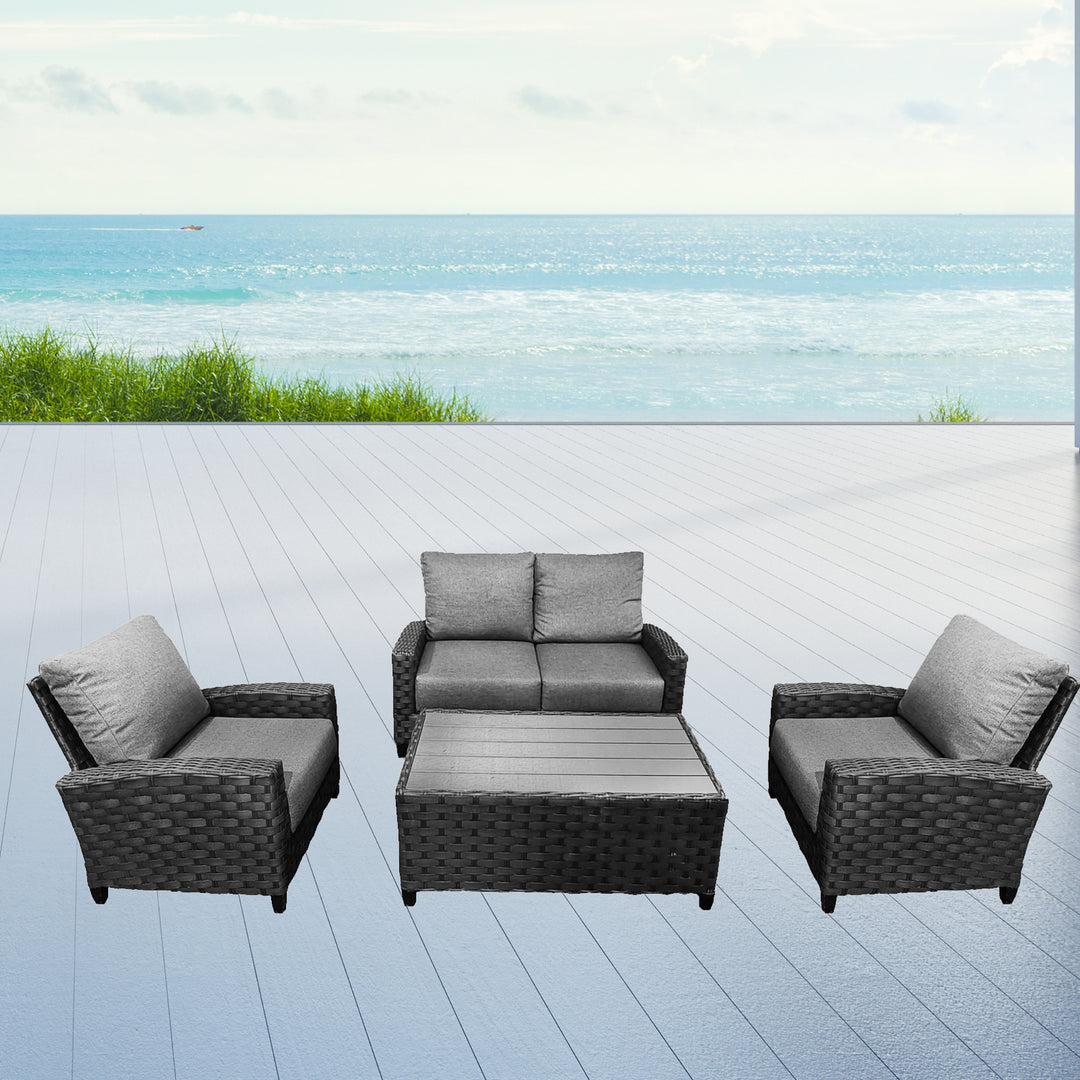 Belize 4-Piece Patio Furniture Conversation Love Seat Set