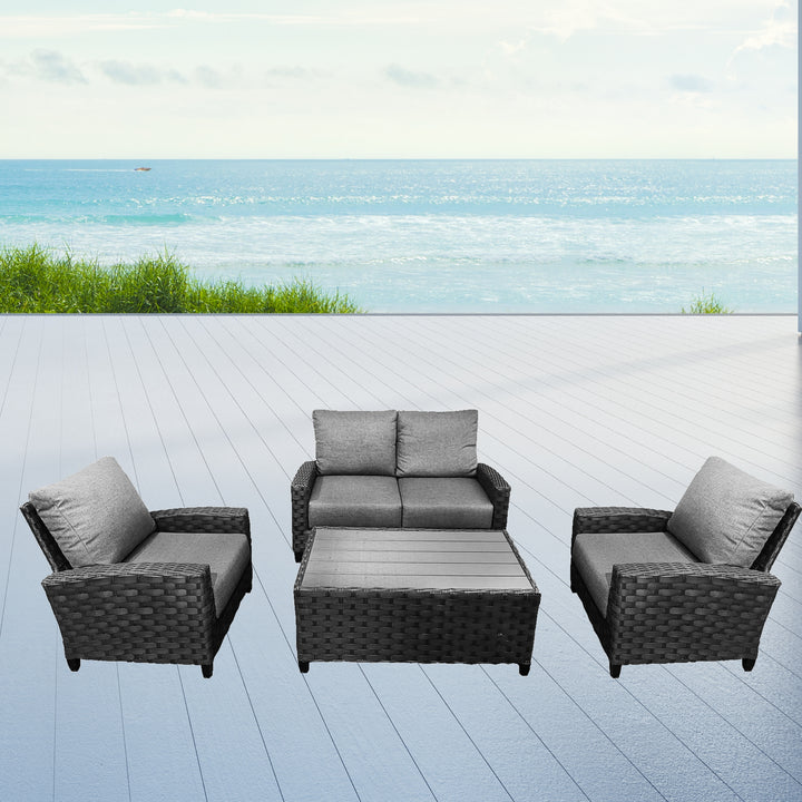 Belize 4-Piece Patio Furniture Conversation Love Seat Set