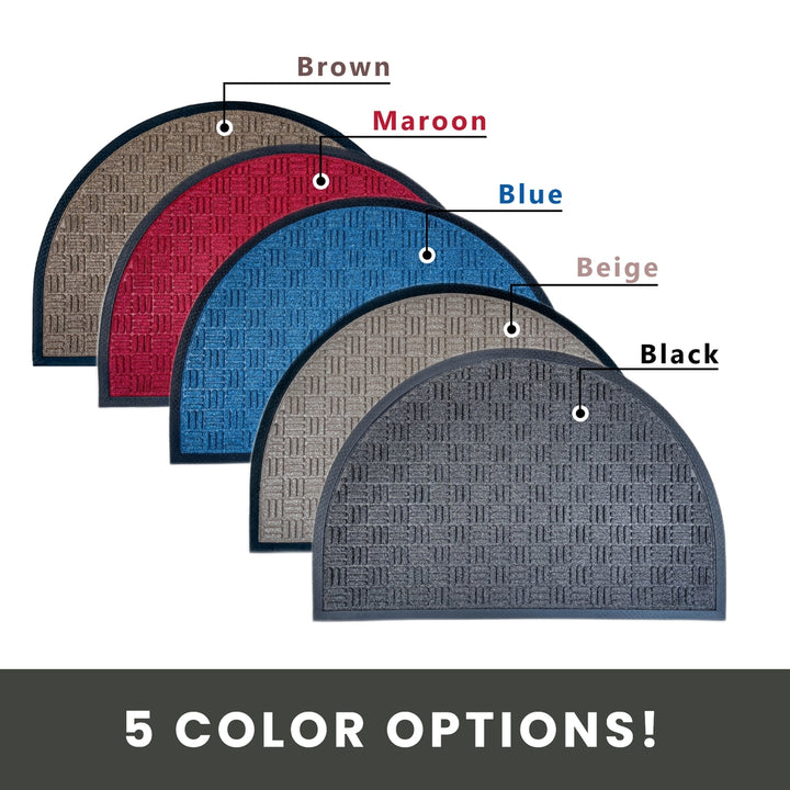 Checker Half Round Indoor Outdoor Door Mat - 24" x 36"