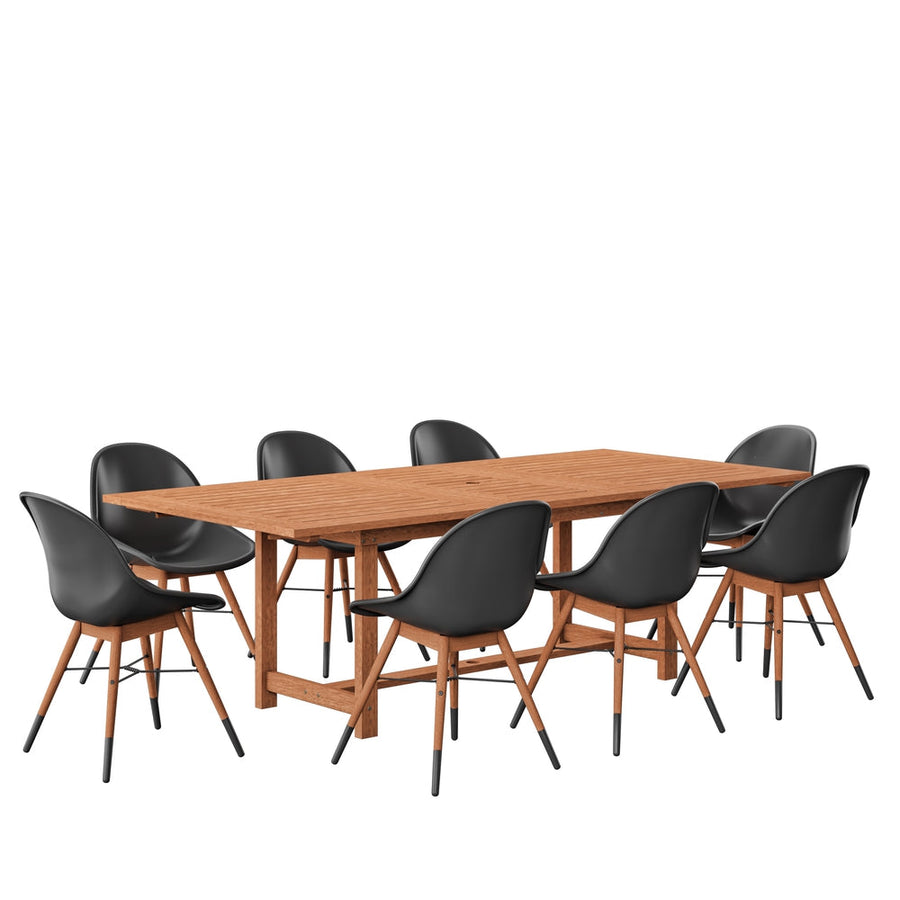 Amazonia 9 Piece Eucalyptus Patio Dining Set