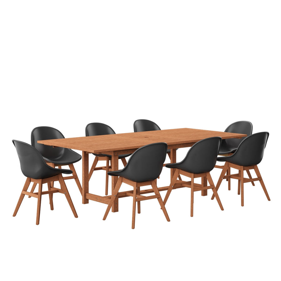 Amazonia 9 Piece Eucalyptus Patio Dining Set