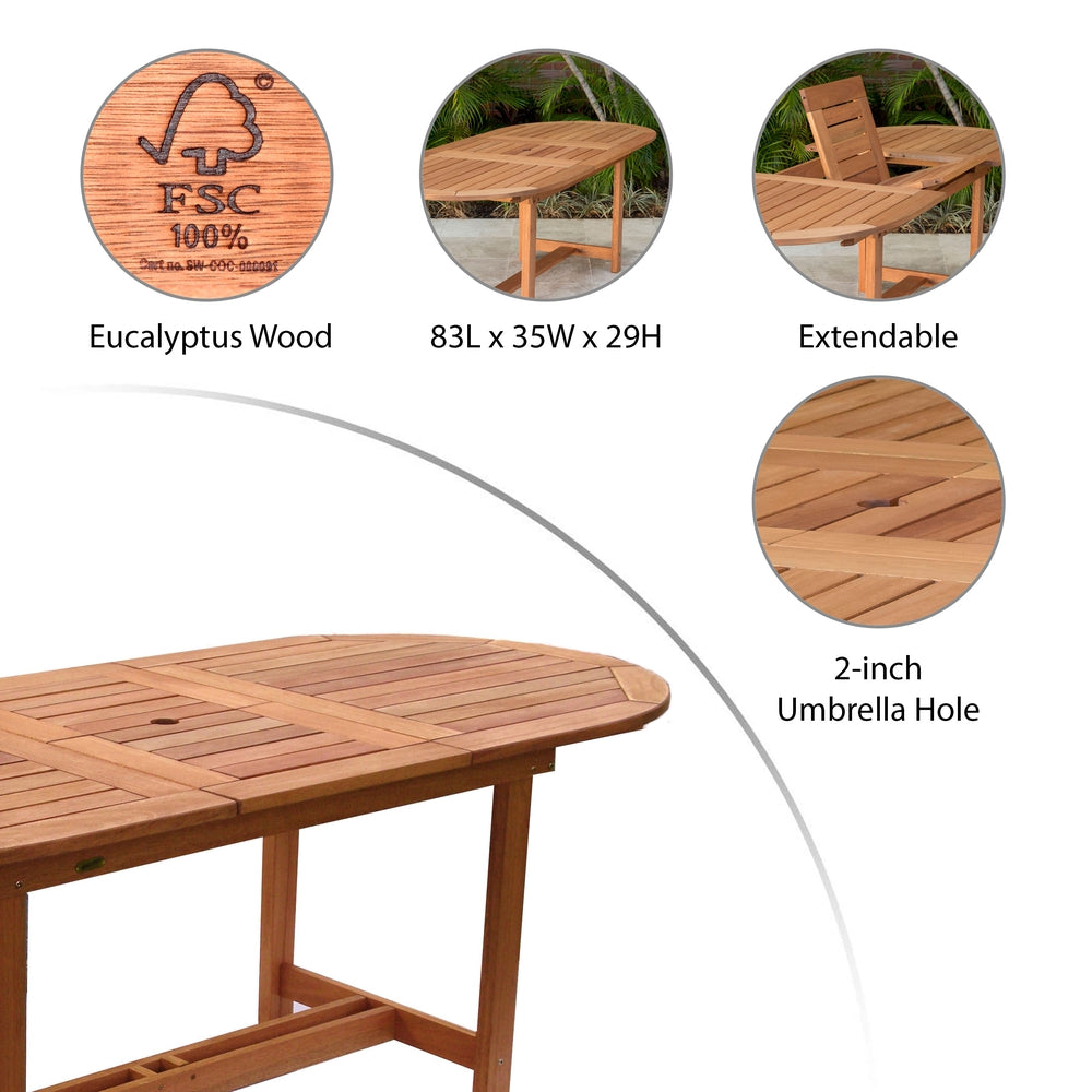 Amazonia Eucalyptus Wood Patio Dining Table - 63-in L x 35-in W