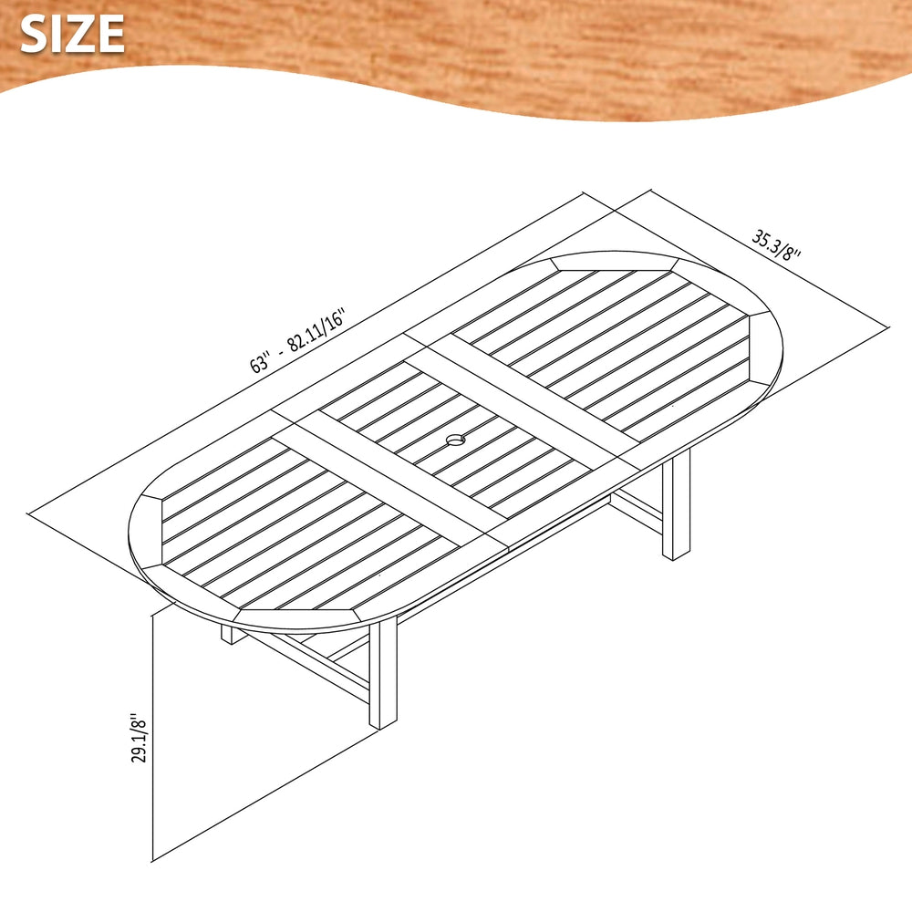 Amazonia Eucalyptus Wood Patio Dining Table - 63-in L x 35-in W
