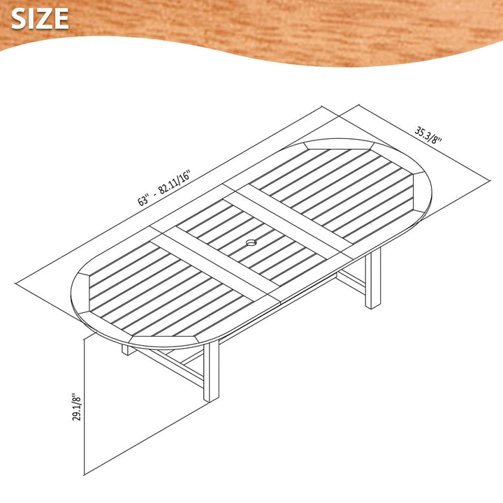 Amazonia Eucalyptus Wood Patio Dining Table - 63-in L x 35-in W