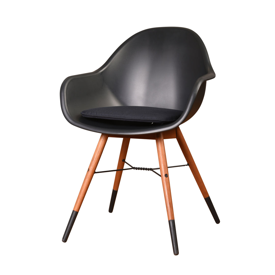 Midtown Concept 7 Piece Indoor Kitchen Dining Set - Black Table and Cushion Chairs