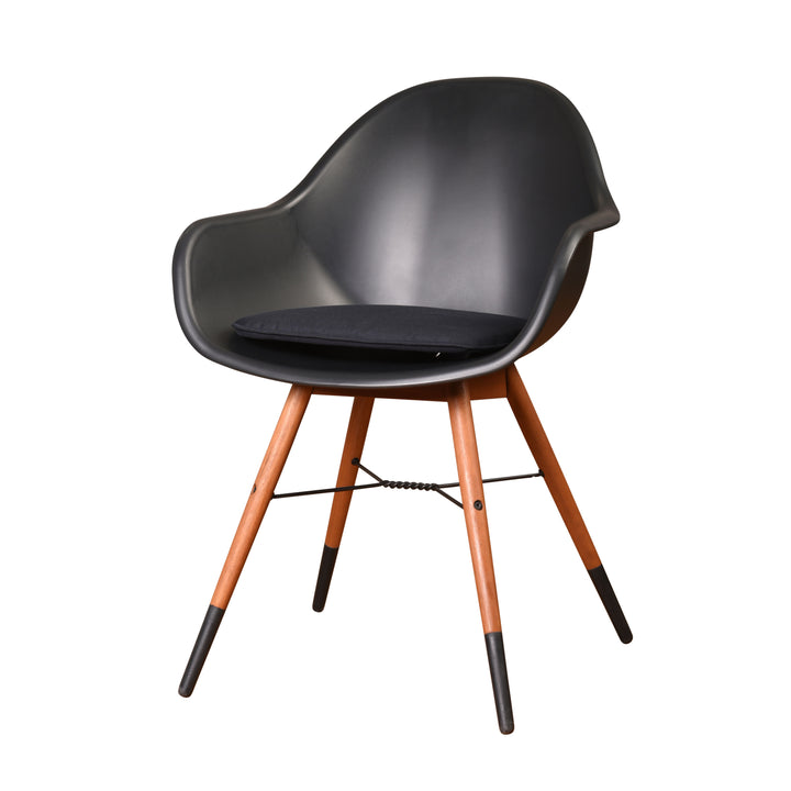 Midtown Concept 7 Piece Indoor Kitchen Dining Set - Black Table and Cushion Chairs