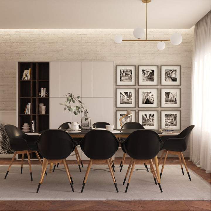 Midtown Concept 9 Piece Indoor Kitchen Dining Set - Black Table and Cushion Chairs