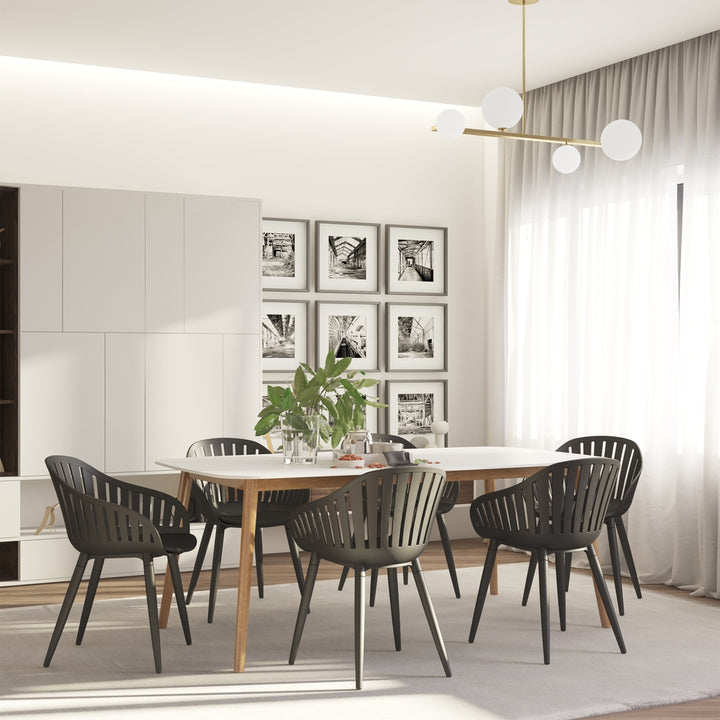 Midtown Concept Plage 7-Piece Dining Table Set - White and Black