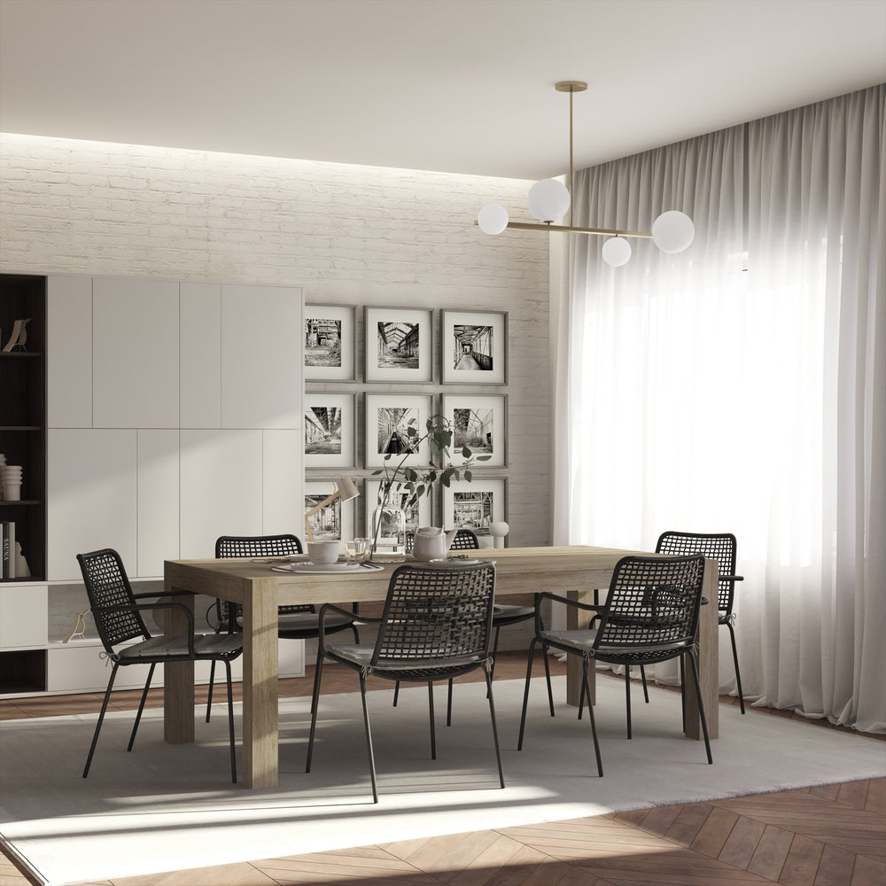 Midtown Concept Clare 7-Piece Dining Table Set - Sand and Dark Grey