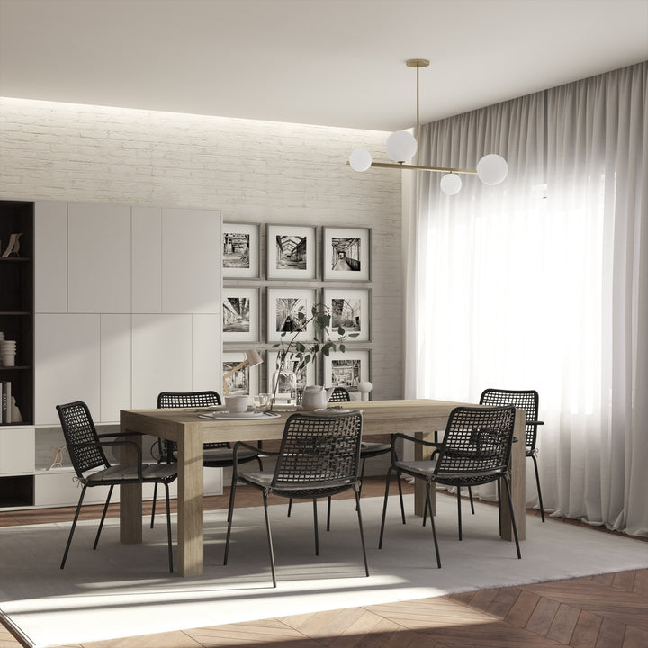 Midtown Concept Clare 7-Piece Dining Table Set - Sand and Dark Grey