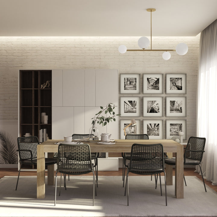 Midtown Concept Clare 7-Piece Dining Table Set - Sand and Dark Grey