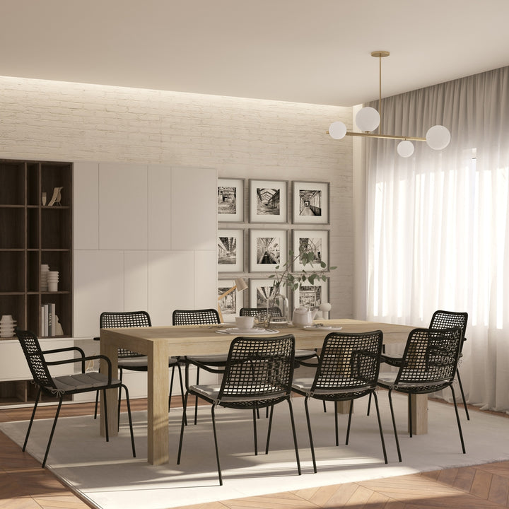 Midtown Concept Clare 9-Piece Dining Table Set - Sand and Dark Grey